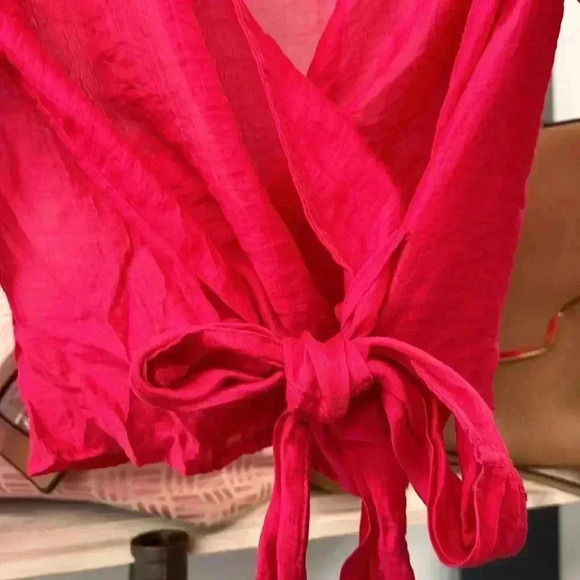Zara Hot Pink Tie Front Wrap Top Size Small - Picture 9 of 9